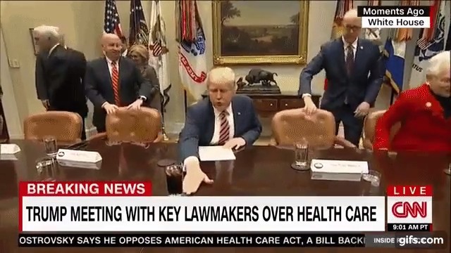 President Trump wants to push things off the table... literally 
